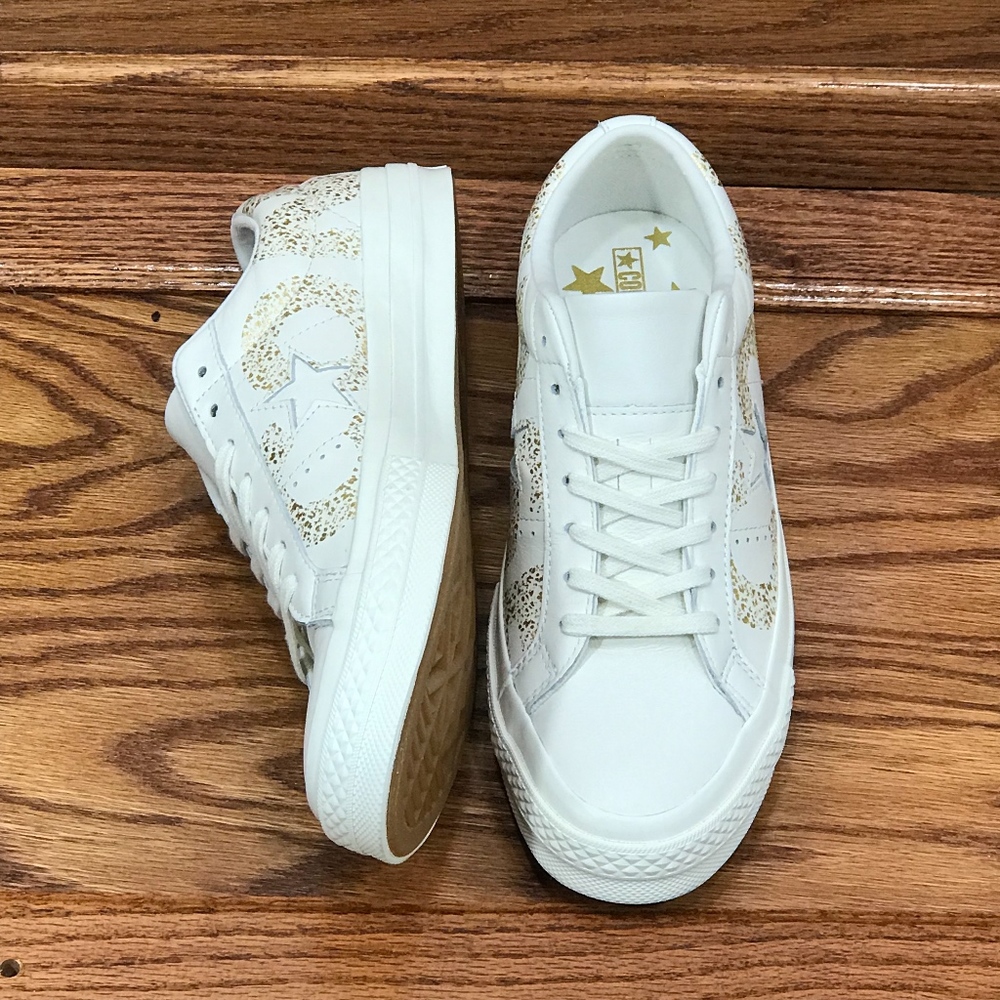 Converse One Star Ox Egret Gold Shoes - Picture 4 of 8